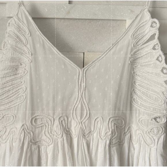 REVOLVE x TULAROSA Dixie Embroidered Lace V-neck Babydioll Top White M Boho - Picture 4 of 10